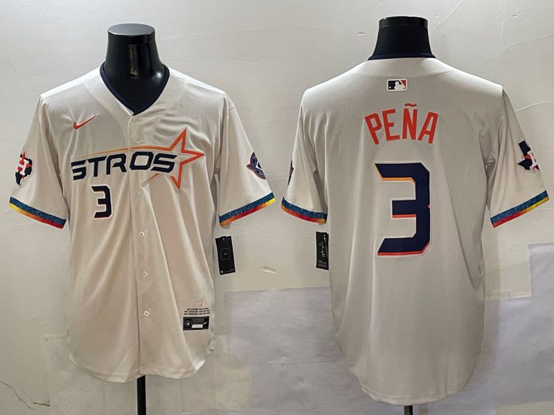Men Houston Astros #3 Pena Cream Fourth generation Joint Name 2025 Nike MLB Jersey style 4154->houston astros->MLB Jersey